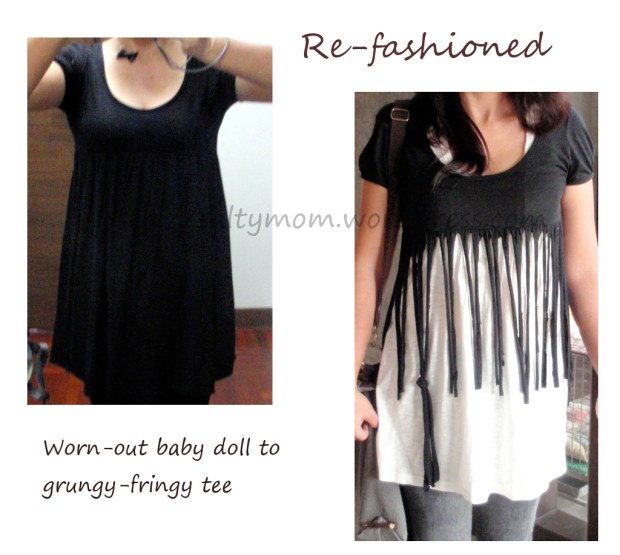 Turn a baby doll dress into a grungy tee