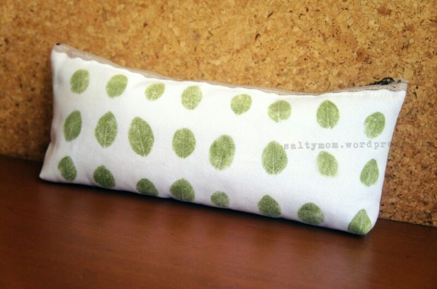 diy leaf imprints bag