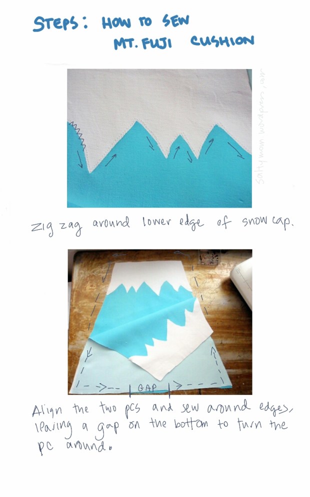sew a cushion mount Fuji Japan 3