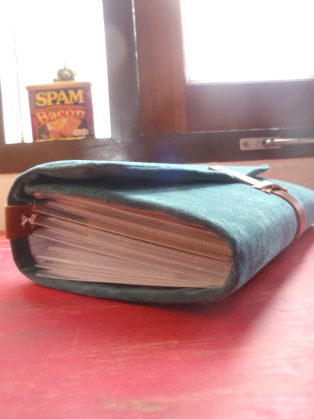 remake plastic file into suede travel document clutch