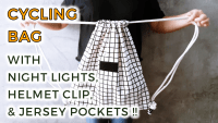 DIY cycling drawstring backpack with jersey pockets, night lights, helmet and cap clip by saltymom.net 200 PX