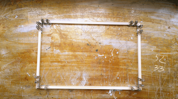 4 glue before nailing the wooden frame corners