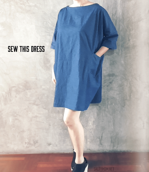 diy sew a boxy roomy shift dress free japanese pattern by saltymom.net