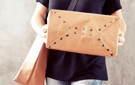 diy brown paper bag handbag made from washable cardbroad fabric by saltymom.net