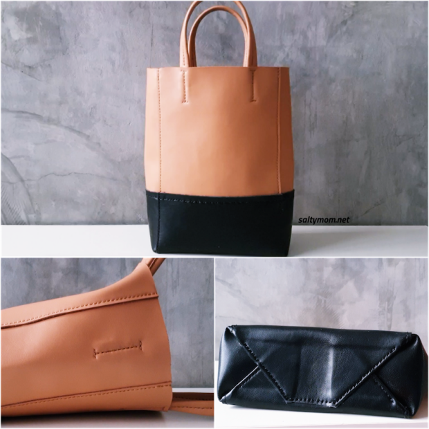 faux leather bicolor tote bag tutorial by saltymom.net